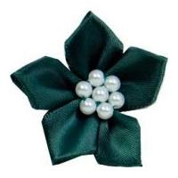 satin star ribbon with pearls bottle green