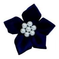 Satin Star Ribbon With Pearls Navy Blue