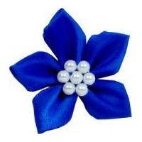 Satin Star Ribbon With Pearls Royal Blue