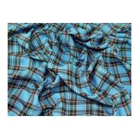 Sapphire Plaid Check Polyester Tartan Suiting Dress Fabric Turquoise