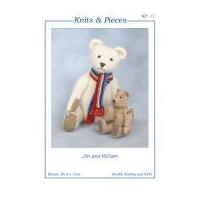 Sandra Polley Jim & William Teddy Bear Toys Knitting Pattern KP11 4 Ply, DK