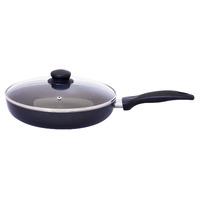 sabichi deep frying pan with glass lid in black