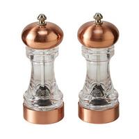 Salt and Pepper Mills (Pair), Brushed Copper