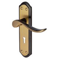 Sandown Patina Mixed Finish Lock Door Handles