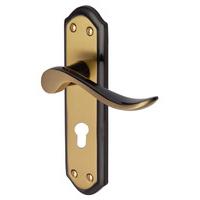 sandown patina mixed finish euro profile door handles