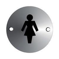 satin anodised aluminium circular convex sign 72mm diameter ladies log ...