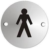 Satin Anodised Aluminium Circular Convex Sign (72mm Diameter) Gents Logo