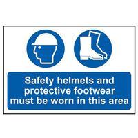 Safety Helmets + Footwear To Be Worn PVC 400 x 600mm