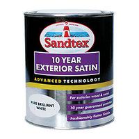 Sandtex 10 Year Exterior Satin Pure Brilliant White 750ml