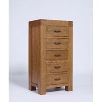 Santana Reclaimed Oak 5 Drawer Wellington Chest of Drawers