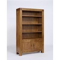 santana reclaimed oak 2 door bookcase with 3 adjustable shelves