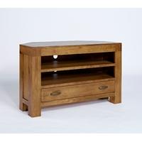 Santana Reclaimed Oak Corner TV Cabinet with 1 Drawer & 2 Shelves