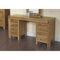 santana blonde oak dressing tabledesk with 8 drawers