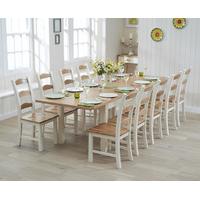 sandringham 180cm oak and cream extending dining table with chairs