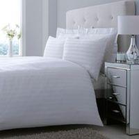 Satin Striped White King Size Bed Cover Set