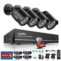SANNCE 8CH 4PCS 720P HD Camera 1080N DVR Weatherproof Surveillance Security CCTV System P2P 1TB