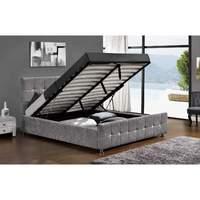 Sansa Silver Chenille Ottoman Bed Double