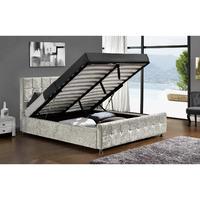 Sansa Velvet Upholstered Ottoman Bed Double Oyster