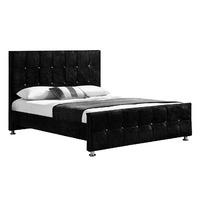 sansa velvet bed frame black double