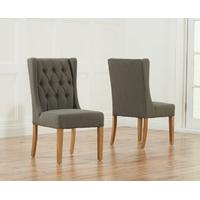 safia grey fabric oak leg dining chairs pair
