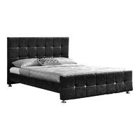 sansa chenille bed frame charcoal double