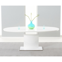 santana 160cm white high gloss extending pedestal dining table