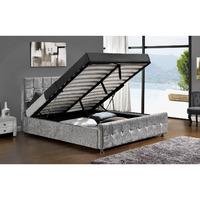 sansa velvet upholstered ottoman bed king silver