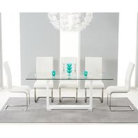 San Diego 180cm Glass and White High Gloss Table with Malaga Chairs