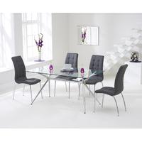 Savelli 150cm Glass Dining Table with Charcoal Grey Calgary Chairs