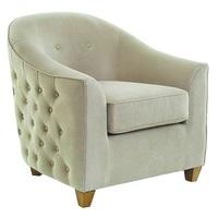 Saldus Armchair In Cream Fabric With Wooden Legs