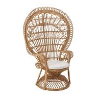 sara lounge or bedroom chair in rattan natural peacock design