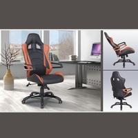 Sandra Modern Home Office Chair In Black And Orange Faux Leather