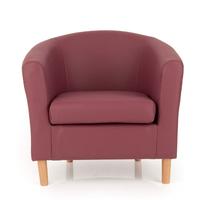Salcombe Upholstered Plum Faux Leather Tub Chair