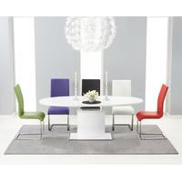 santana 160cm white high gloss extending pedestal dining table with ma ...