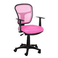 santo pink padded fabric seat with mesh back rest office chair