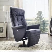 Saltos Relaxing Chair In Black Leather With Stainless Steel Base