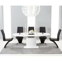 Santana 160cm White High Gloss Extending Pedestal Dining Table with Hampstead Z Chairs