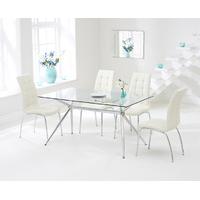 Savelli 150cm Glass Dining Table with Cream Calgary Chairs