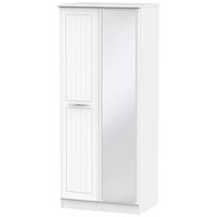 San Francisco Bay White Wardrobe - Double Plain with Mirror