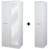 san francisco bay white wardrobe double plain mirrored with single war ...