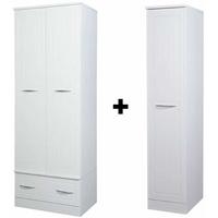 san francisco bay white wardrobe double with drawer and single wardrob ...