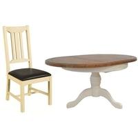 Savannah Painted Round Pedestal Dining Set - with 6 Chairs