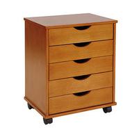 salisbury 5 drawer rolling storage unit oak wood