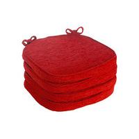 Savannah Shaped Seat Pads (4 - SAVE £10), Red, Chenille