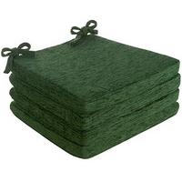 Savannah Square Seat Pads (4 - SAVE £10), Green, Chenille