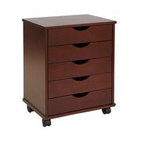 Salisbury 5-Drawer Rolling Storage Unit, Mahogany, Wood