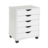 Salisbury 5-Drawer Rolling Storage Unit, White, Wood