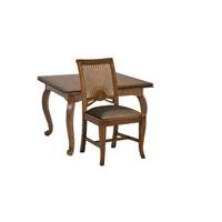 Santiago Small Extending Dining Table & Leather Side Chairs - Table & 6 Chairs