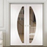 Salerno White Primed French door Pair with Clear Safety Glass