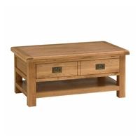 Salisbury Oak Coffee Table with Shelf and Drawer